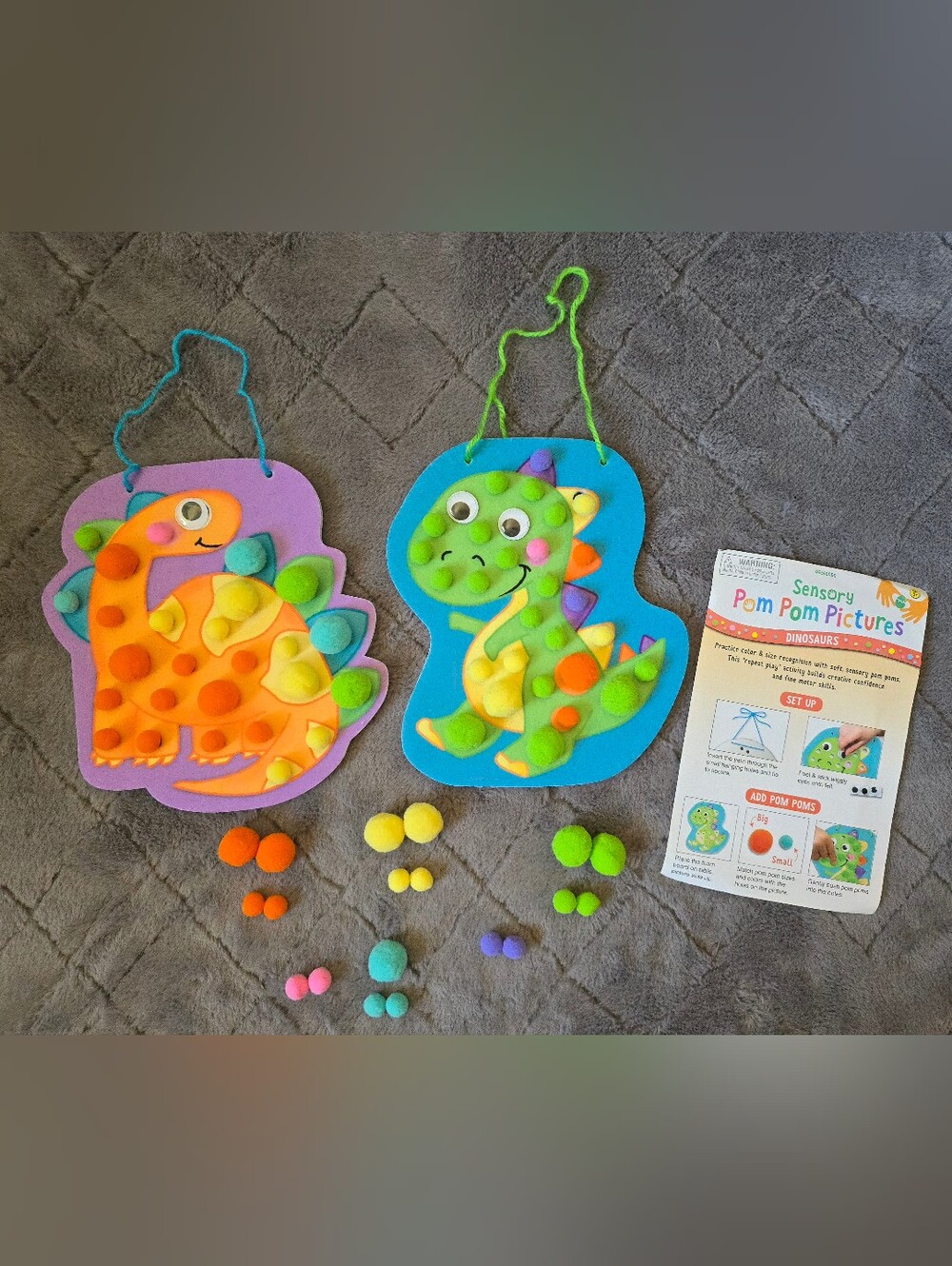 Creativity for Kids Pom Pom Pictures: Dinosaurs - Toddler Learning Toys, Sensory